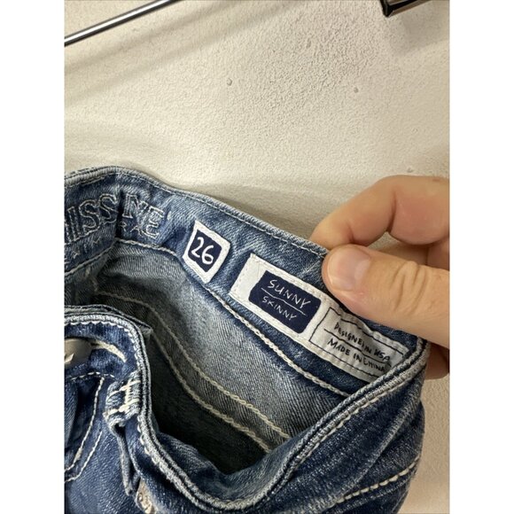 Miss Me Womens 26X31 Blue Denim Jeans Skinny Stretch Sunny - Picture 6 of 7